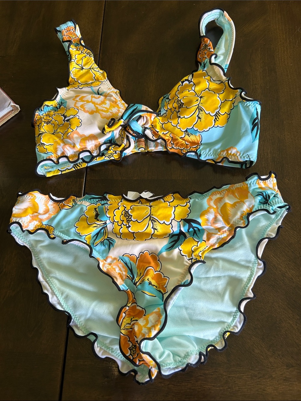 Hobie Yellow & Aqua Floral Women's Bikini Set